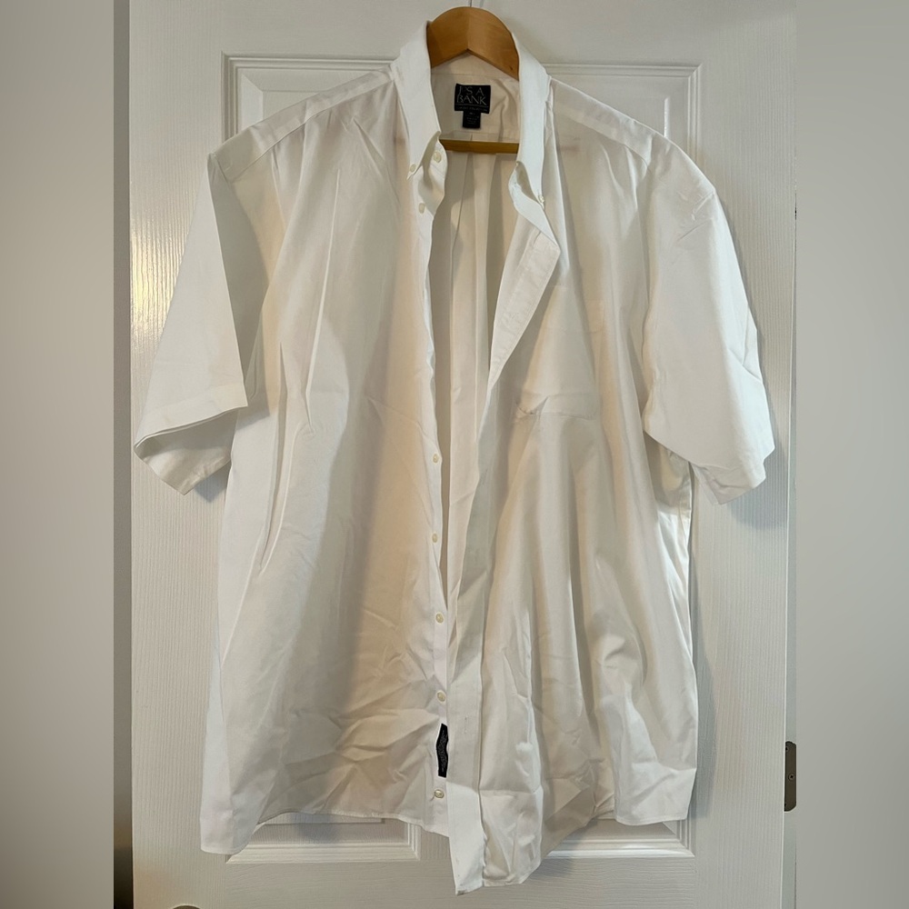 Joseph A Banks 100% Cotton Short Sleeve White Dress Shirt